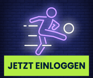 wettigo-sport-2 Neonfigur die einen Fussball schiesst mit dem Hinweis Jetzt einloggen